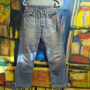 Vintage BIG E RED LINE Japan Selvage Levi 501 Jeans With Reased Hem Mens Size 32